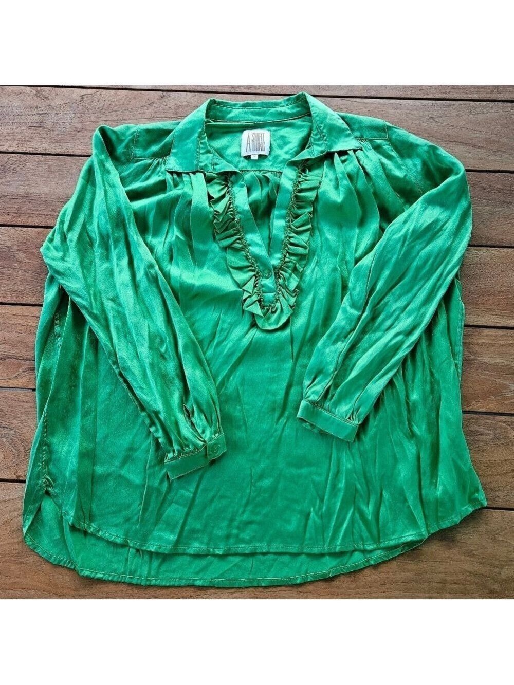 A Shirt Thing Celine Silk Ruffle Blouse Size M
